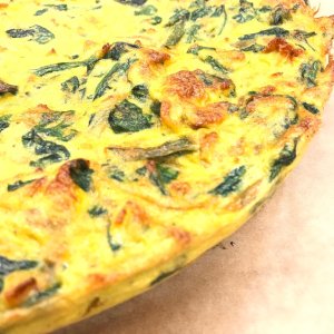 Pasilla, Spinach and Onion Frittata time. Gluten Free, full of iron, protein, and yum.  Hurry while it lasts!