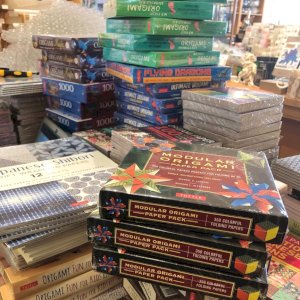 Back in stock: Tuttle Publishing origami paper packs, books, kits, wrapping paper. These products just fly off the shelves! Great quality paper & bang for your buck!