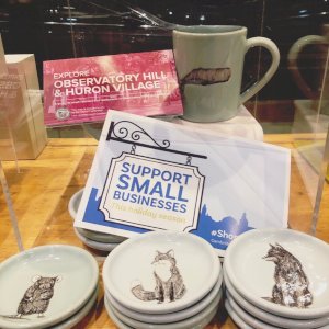 Invest in your community this holiday season by shopping with us today, Saturday, 11/30, for Small Business Saturday. These porcelain plates and mugs are hand painted with favorite animals in Ohio, and make wonderful holiday gifts. Our first 50 customers Saturday will receive complimentary totes!