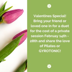 Share the love of fitness with  a friend or loved one! Call the studio to book your session. May be used multiple times February 14th - 28th.