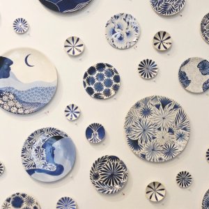 Have you seen our beautiful wall of blue plates? Our current gallery show, Blue Reverie is by San Francisco artist Anastasia Tumanova. Each plate was made and then painted by hand. This show is up through March 4.