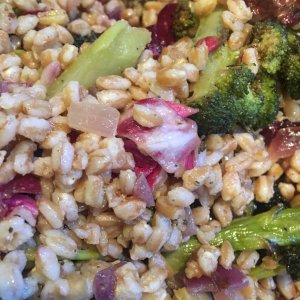 Farro, roasted broccoli, radicchio. Come join us for lunch!