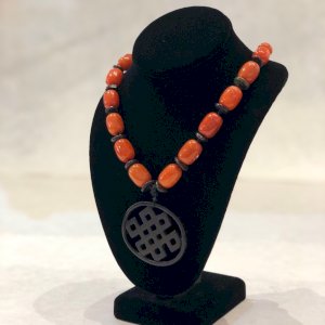 Red Agate with Heated Serpentine Pendant. In store only.