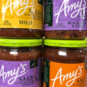 We offer a big range of organic foods from Amy’s Kitchen including these delicious salsas.