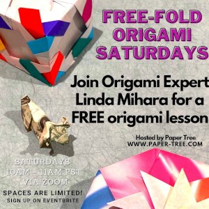 Did you know? Paper Tree hosts a FREE Origami class via zoom EVERY SATURDAY! Check the listing for the model, paper suggestion, & level of complexity. Sign up via Eventbrite by Thursday evening to join each week!